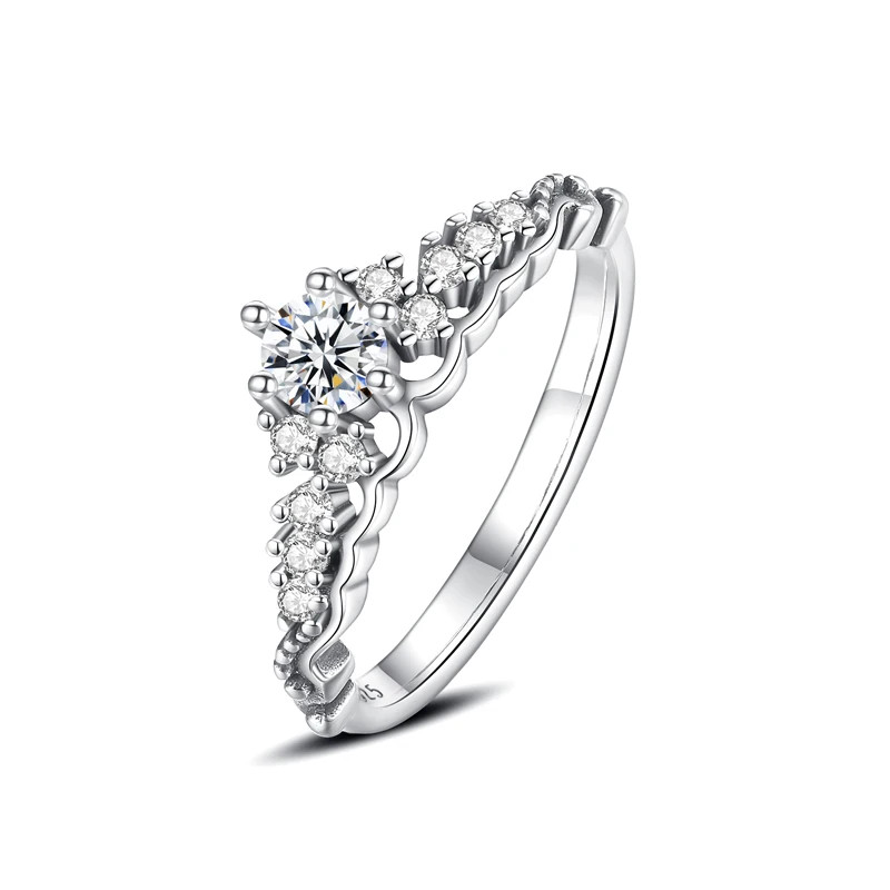 Thumbnail: Original 925 Sterling Silver Ring Love Heart Wishbone Moon Sun Rings Crystal