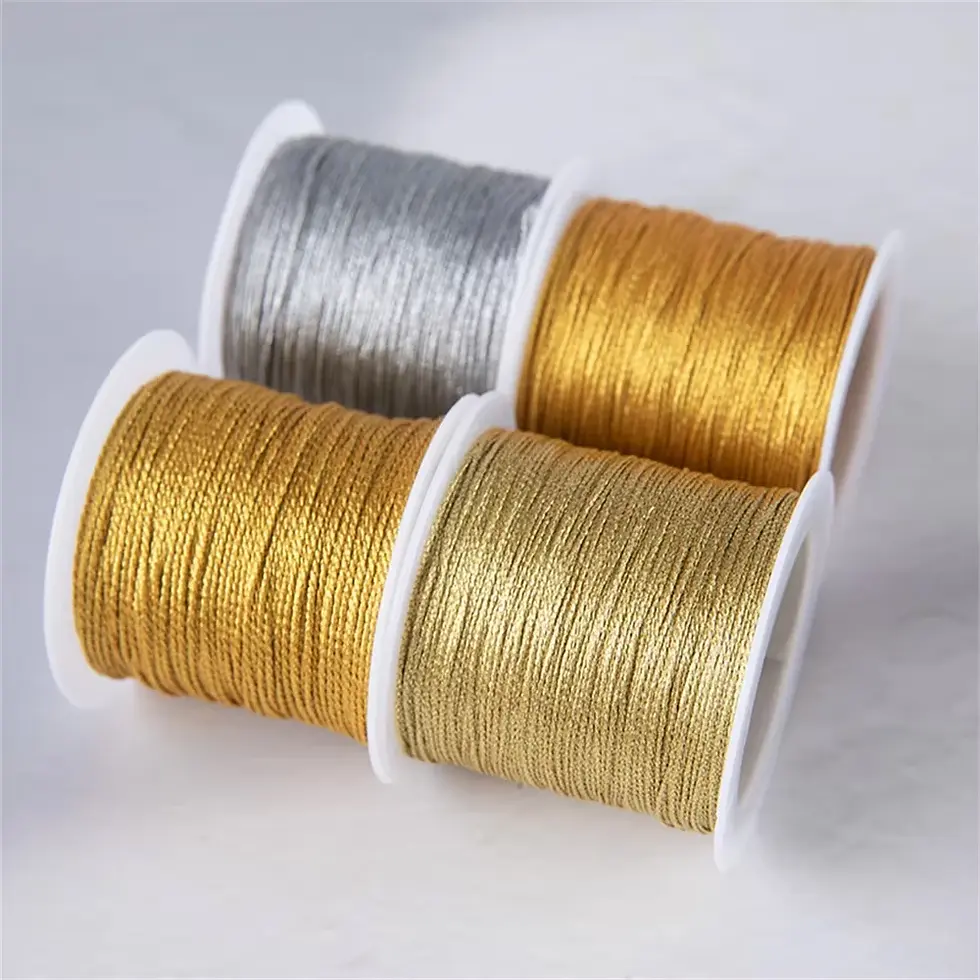 Thumbnail: Gold/Silver Thread Macrame Cord Rope Bracelet Necklace Braided String for DIY