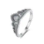 Thumbnail: Original 925 Sterling Silver Ring Love Heart Wishbone Moon Sun Rings Crystal