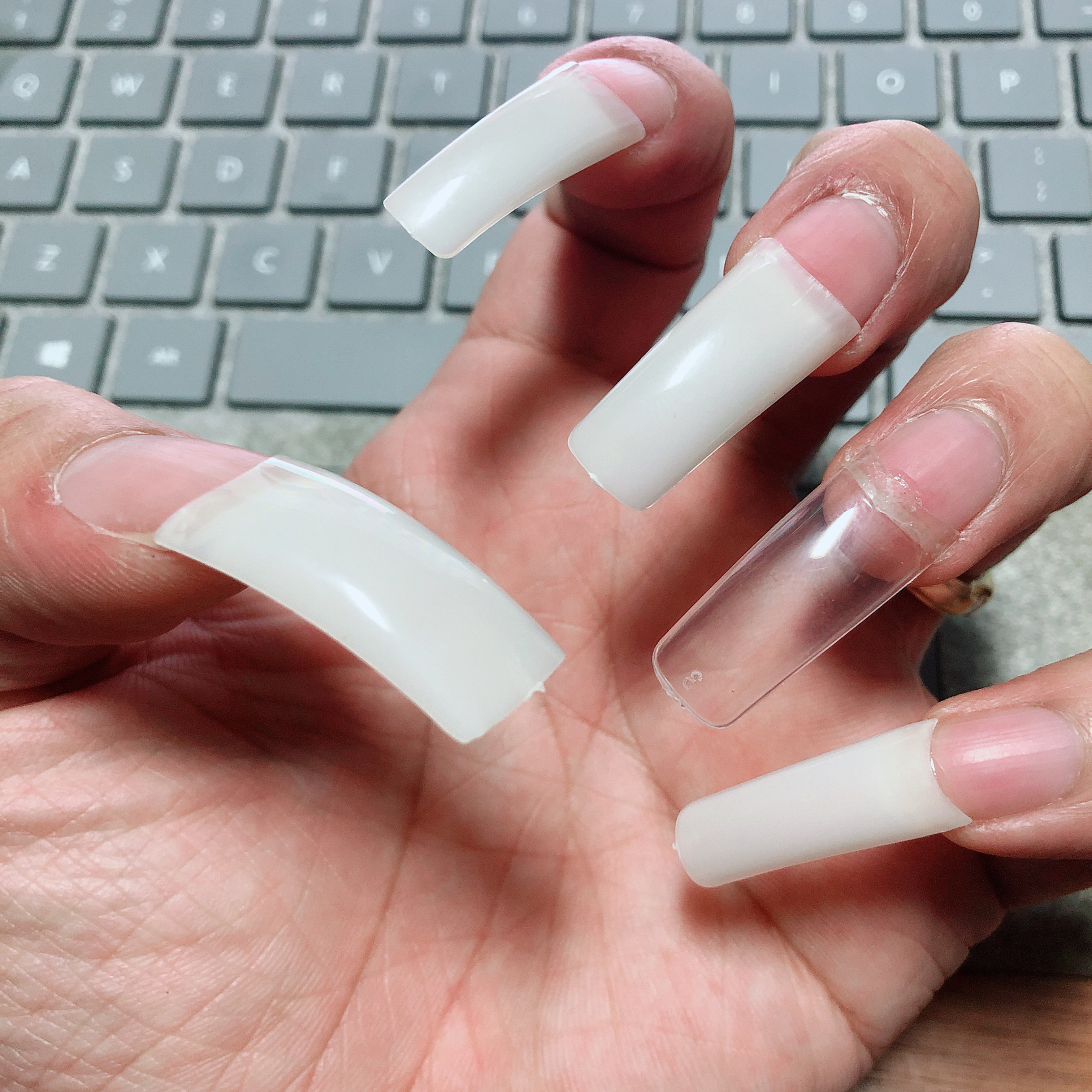 500pcs False Acrylic Nails Tips Natural White Clear French Dnn Nail Supply