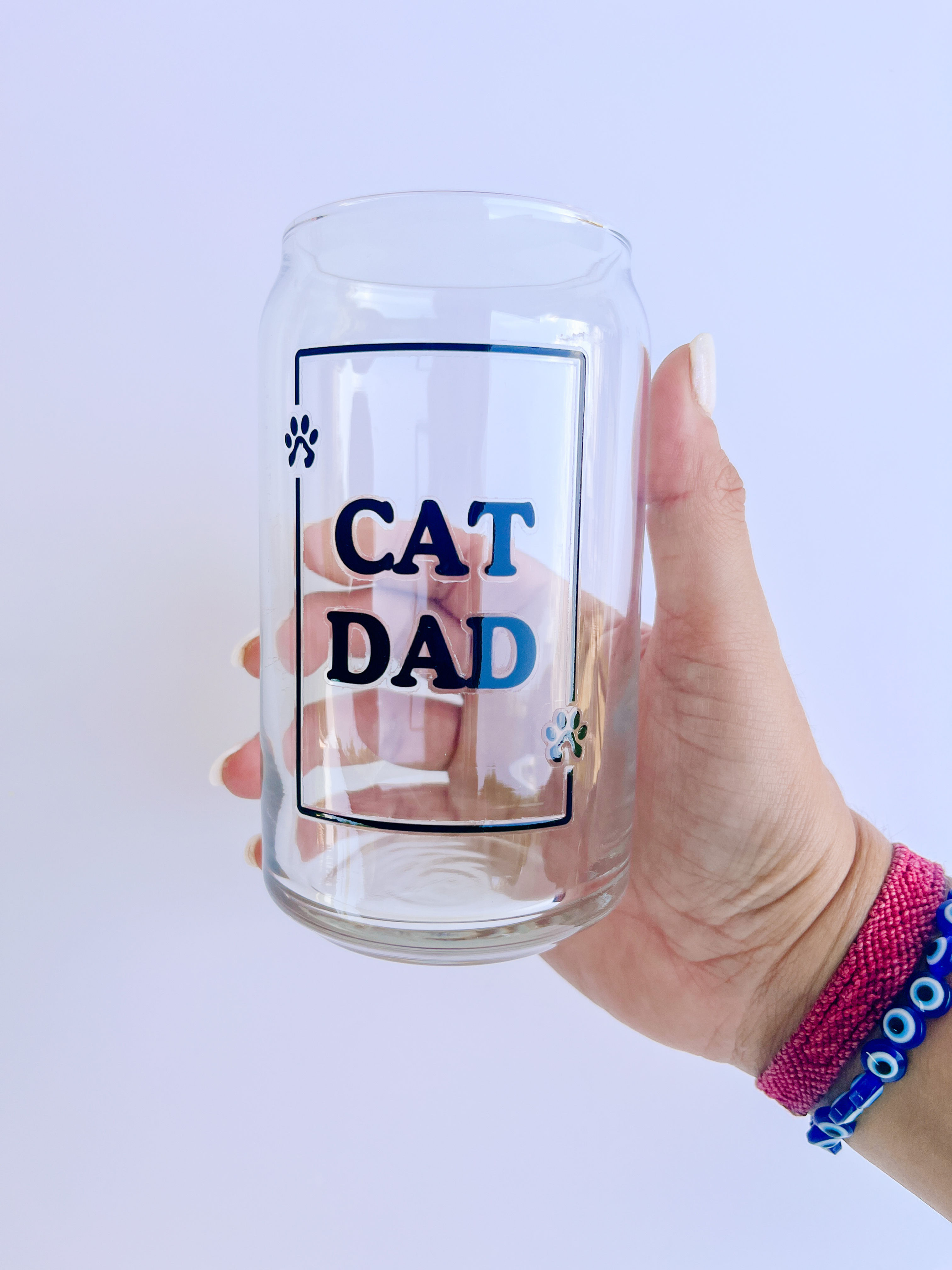 Cat Dad Glass Cup