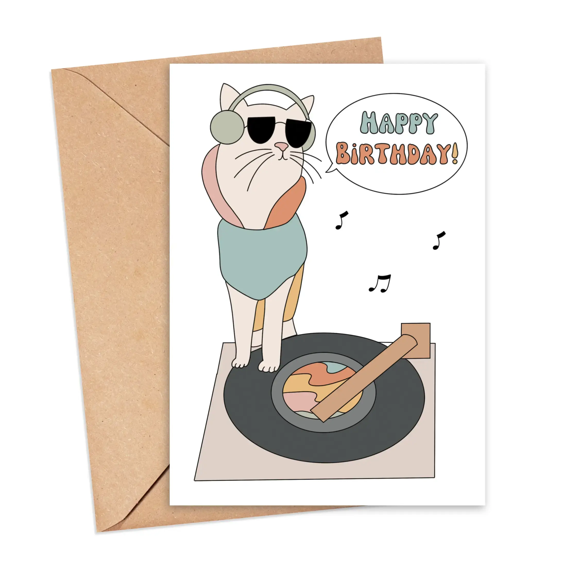 Happy Birthday Cat DJ Card 