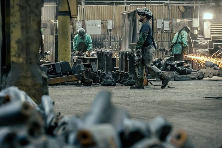 Steel manufacturing process inside a Pittsburgh industrial plant