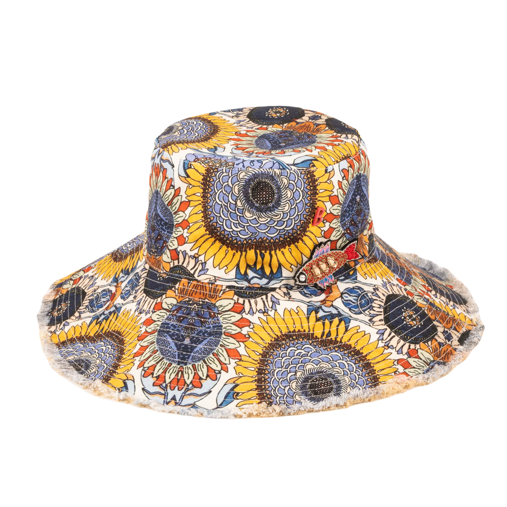BOB LONG BRIM Flowers Blue \u0026 Yellow w 