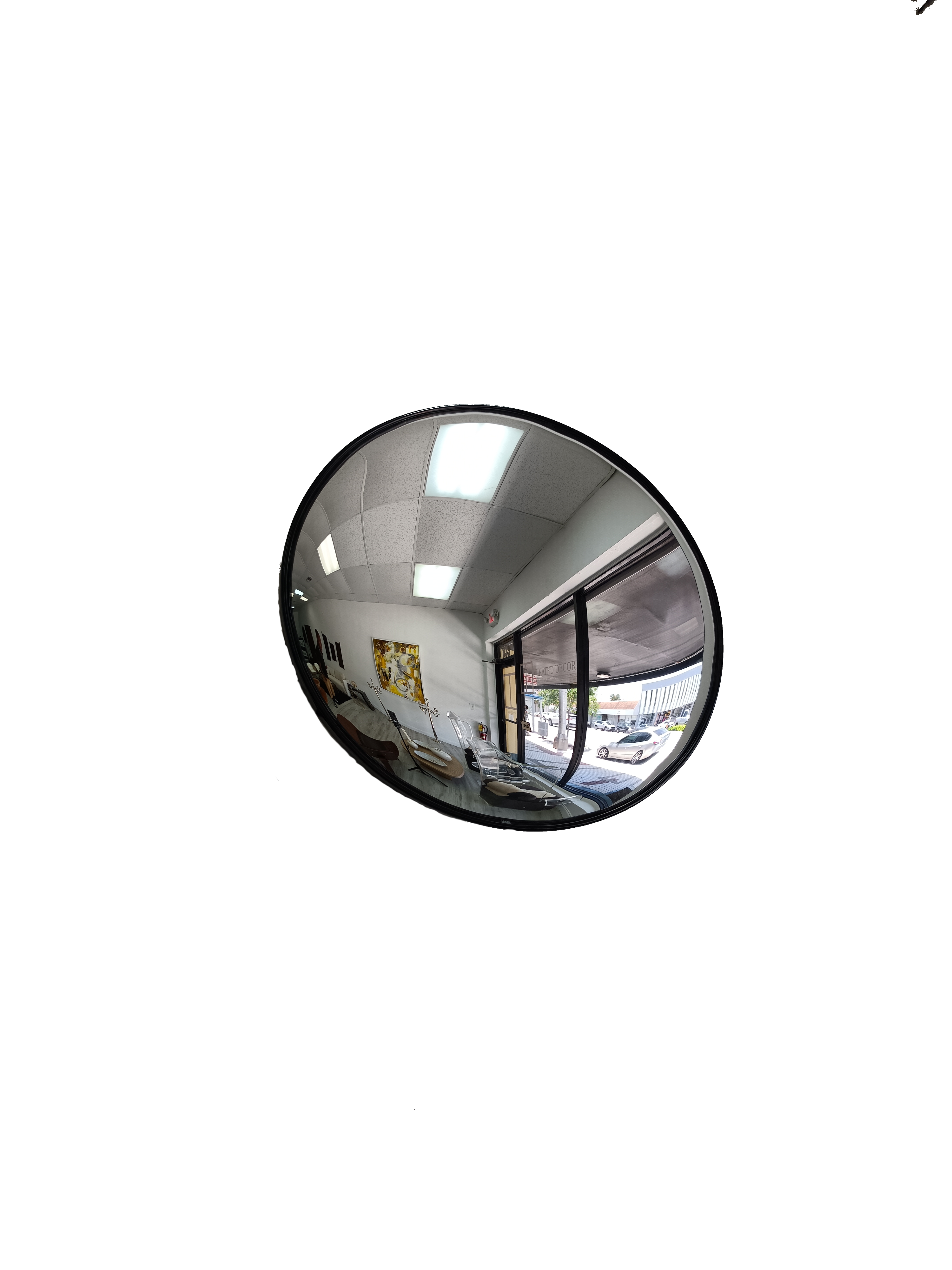 Convex mirror with black frame