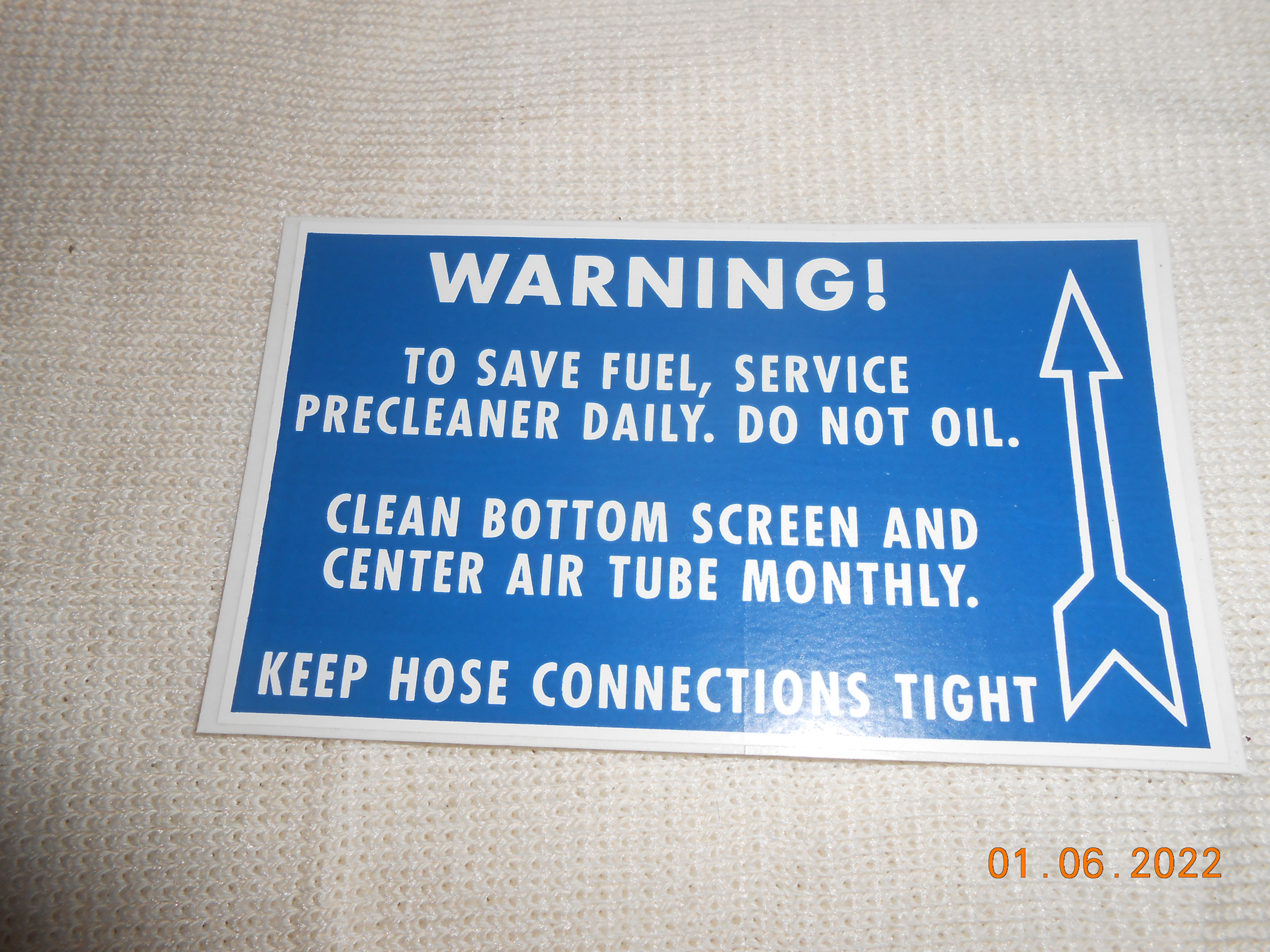 Decal- Warning To Save Fuel - 1939-52 Ford Tractor