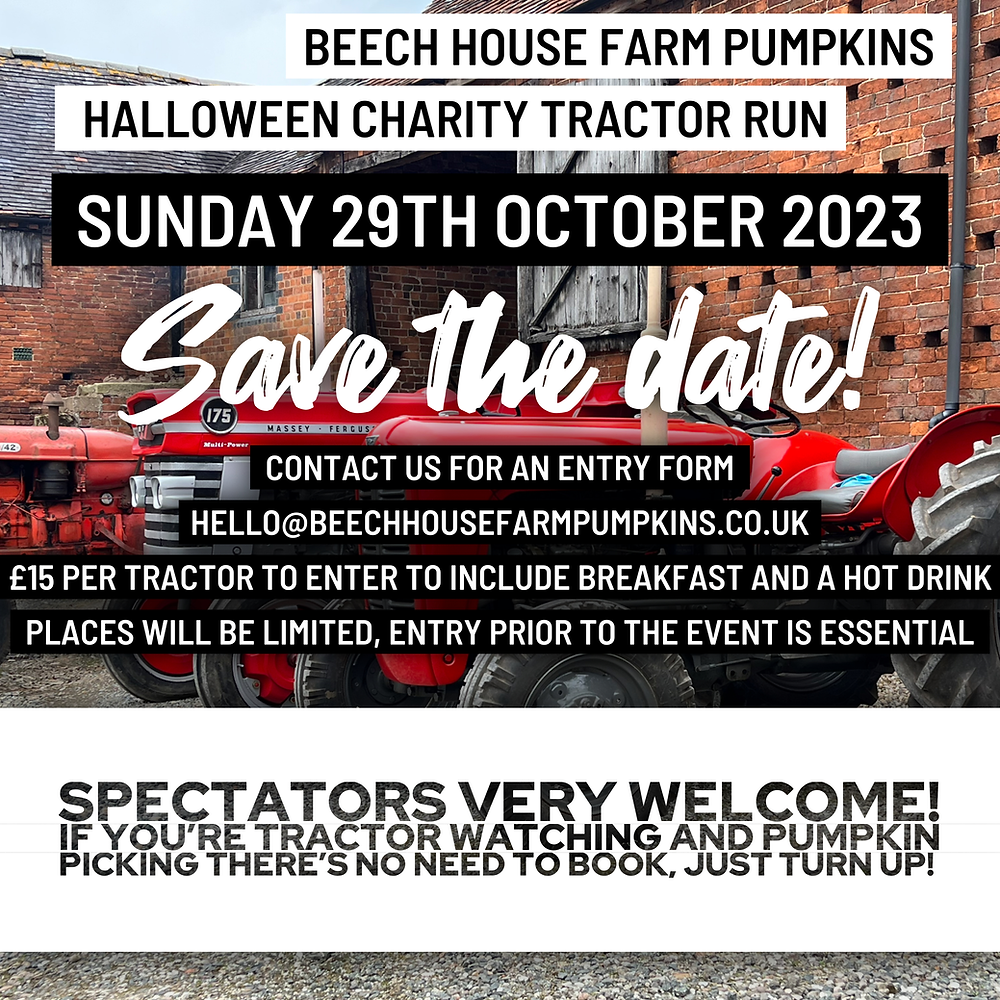 Beech House Farm Pumpkins charity tractor road run- new for 2023