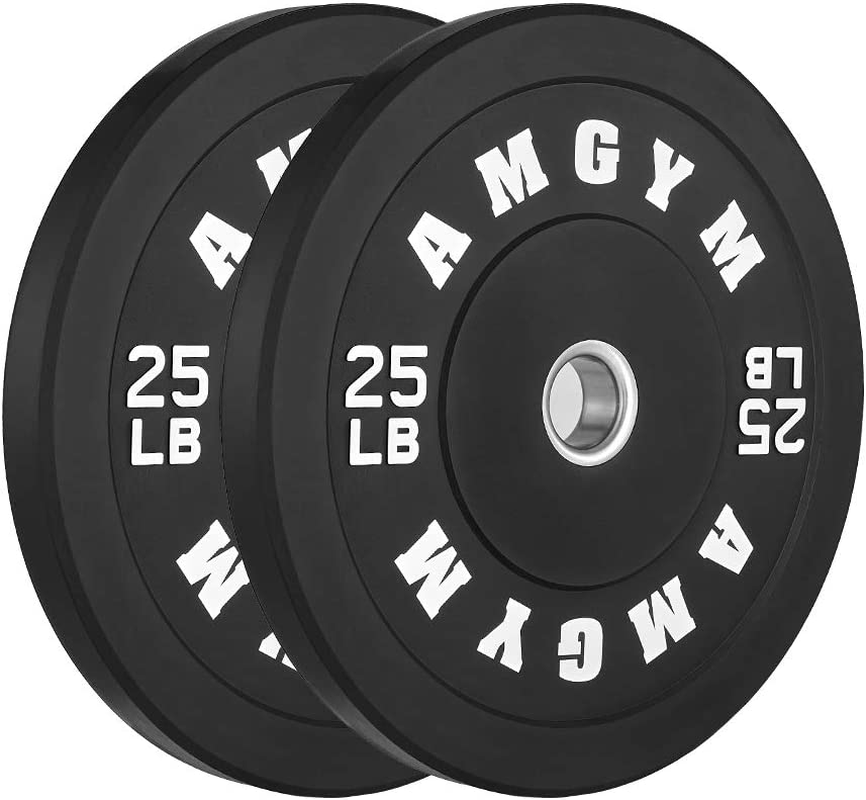 2 Inch Bumper Plates, 10-650Lbs, Barbell Rubber Olympic Weight Plates Set for Ho