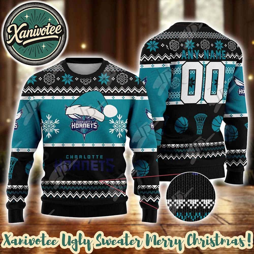 Celebrate the Holidays in Style with the NBA Charlotte Hornets Custom 2025 Ugly Christmas Sweater