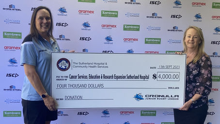 Cronulla JRL Scores Big with $4,000 Donation to Sutherland Hospital