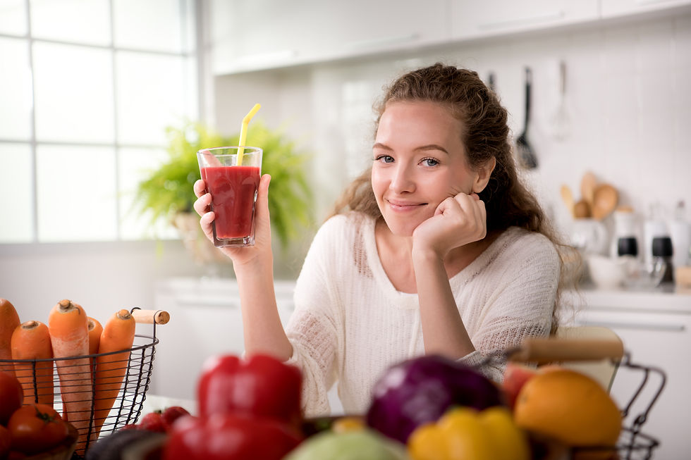 girl drinking healthy food