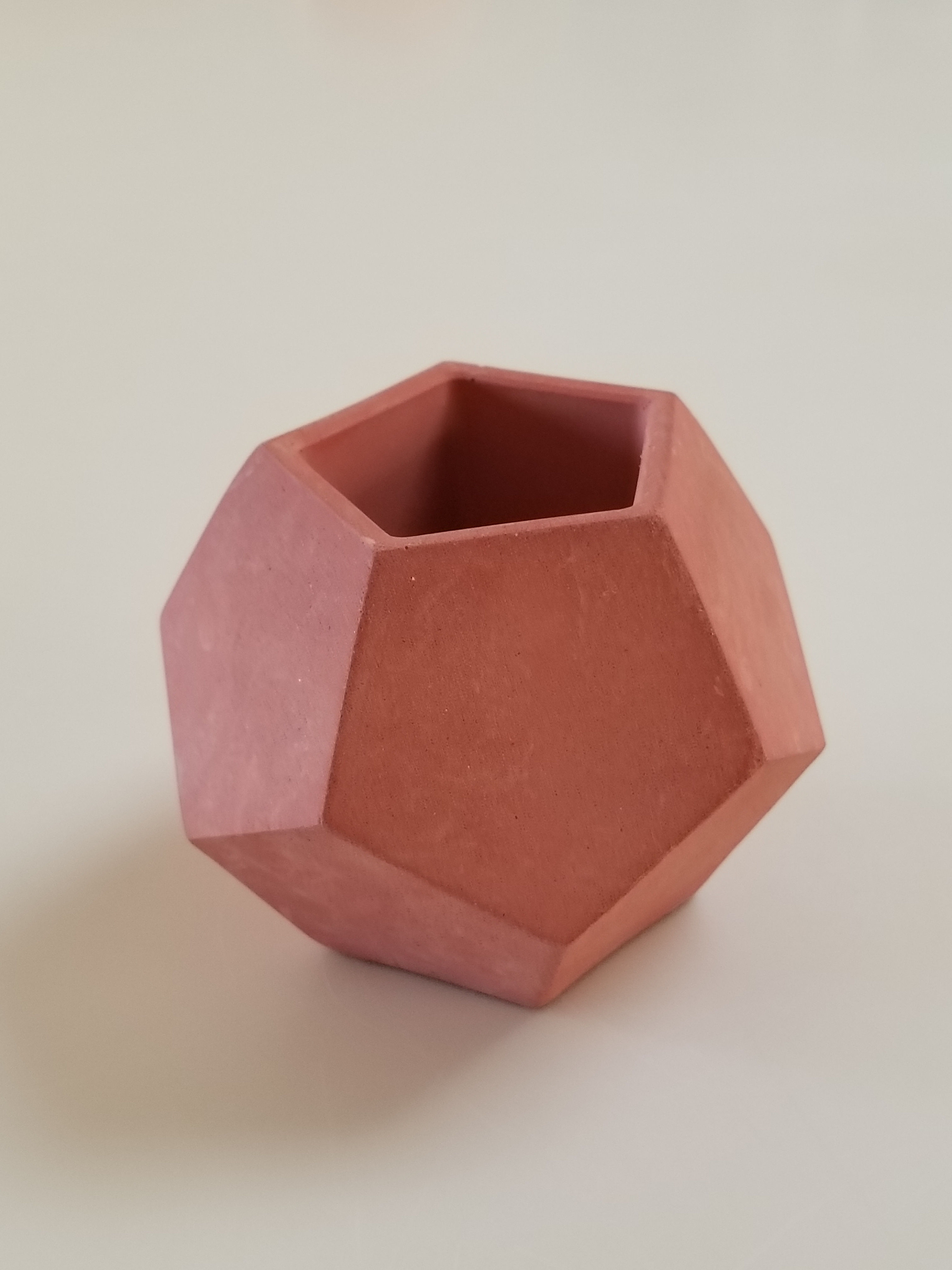 Concrete Planter Tetrahedral 4" Terra Cotta Color