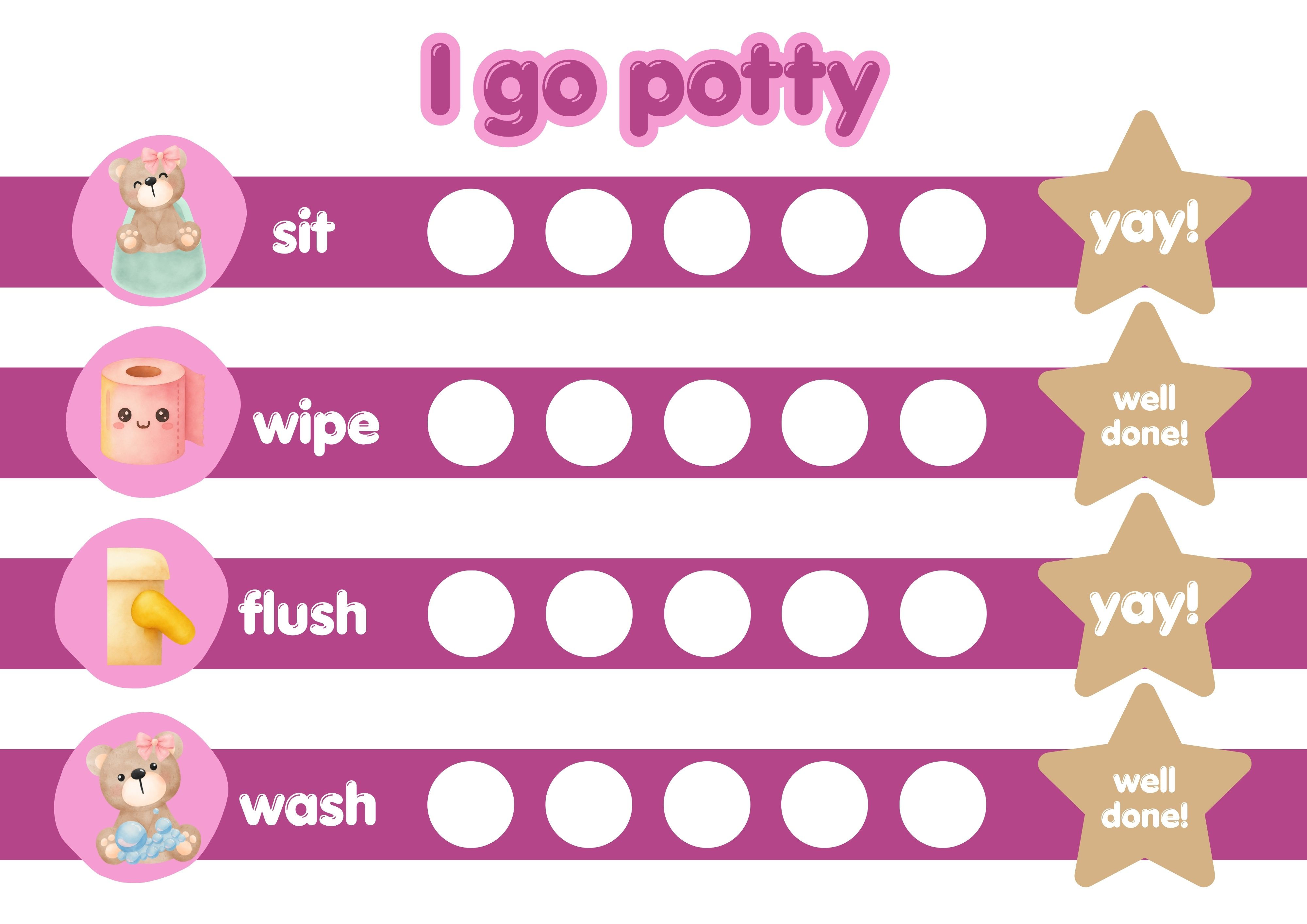 Potty Training Chart: Pink Teddy