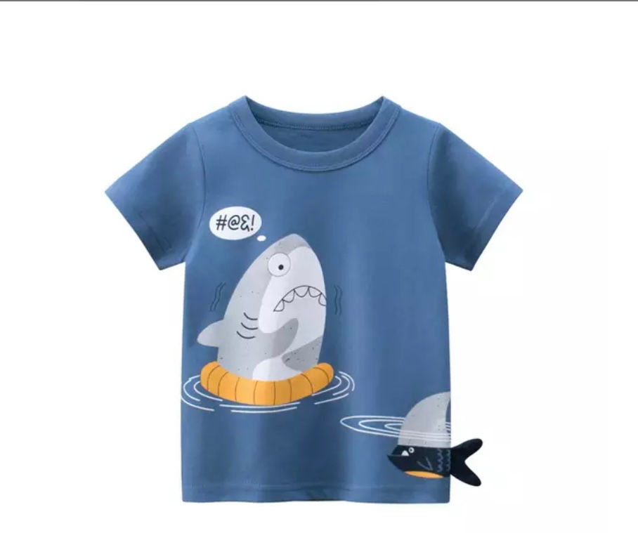 Blue T-Shirt with Shark Print