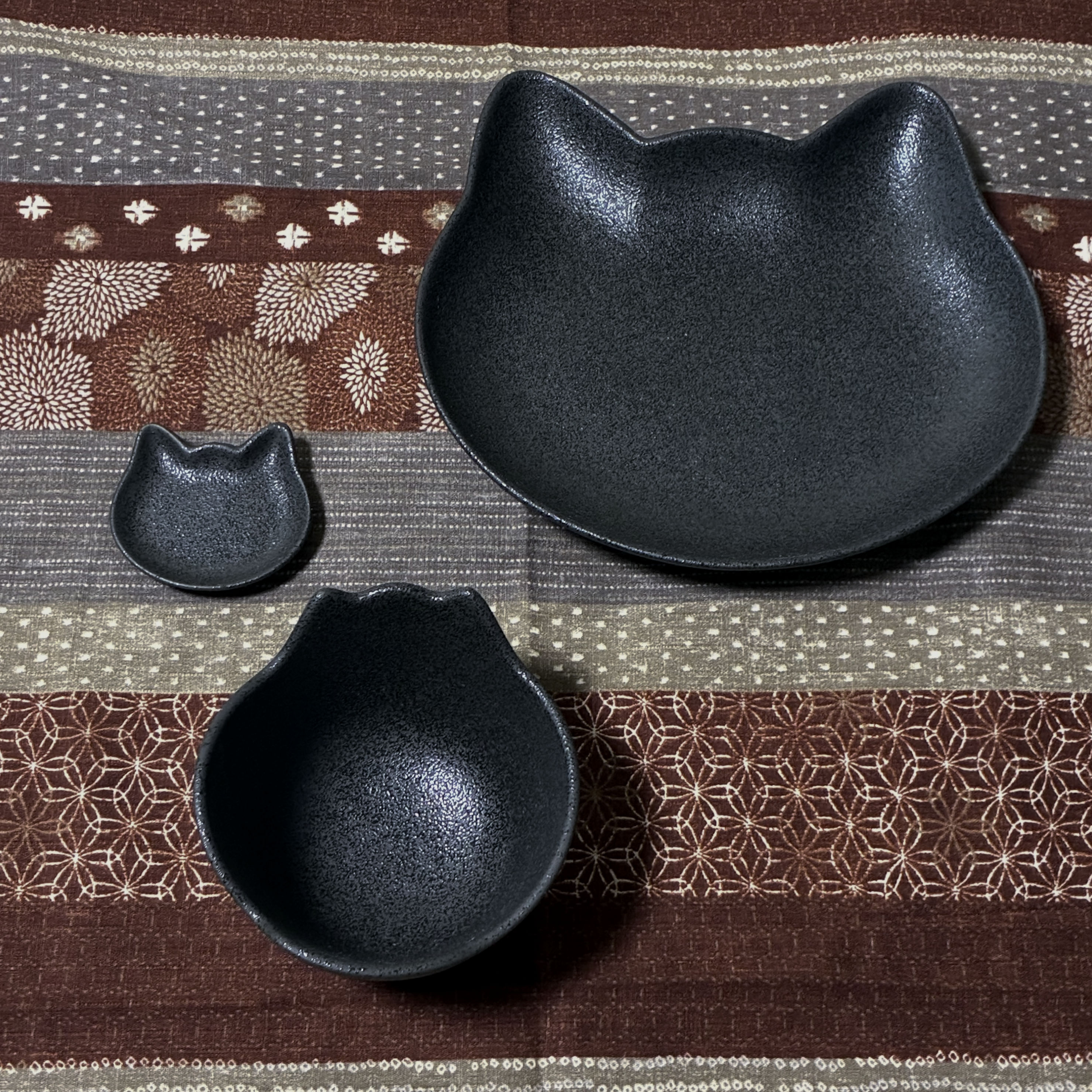 【日本製】黑貓美濃燒餐碗碟 3 件套裝 Black Cat Mino Ware Set (3pc)