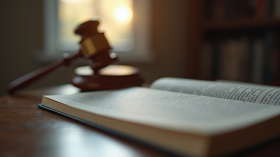 Close-up view of a law book on a desk