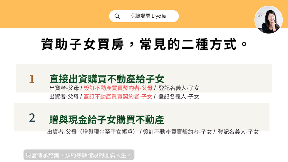 父母買房給子女,直接出資、贈與現金,何者最省稅?