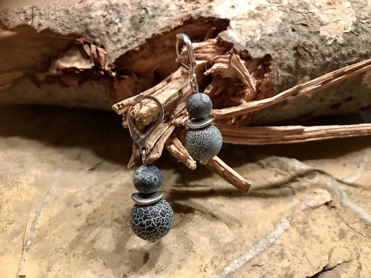 Ohrhänger Streifenachat matt blei- & nickelfrei