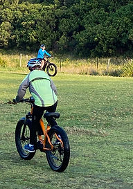 An e-mtb rented from an e-mtb shop in the Otway Caravan Park, Victoria.