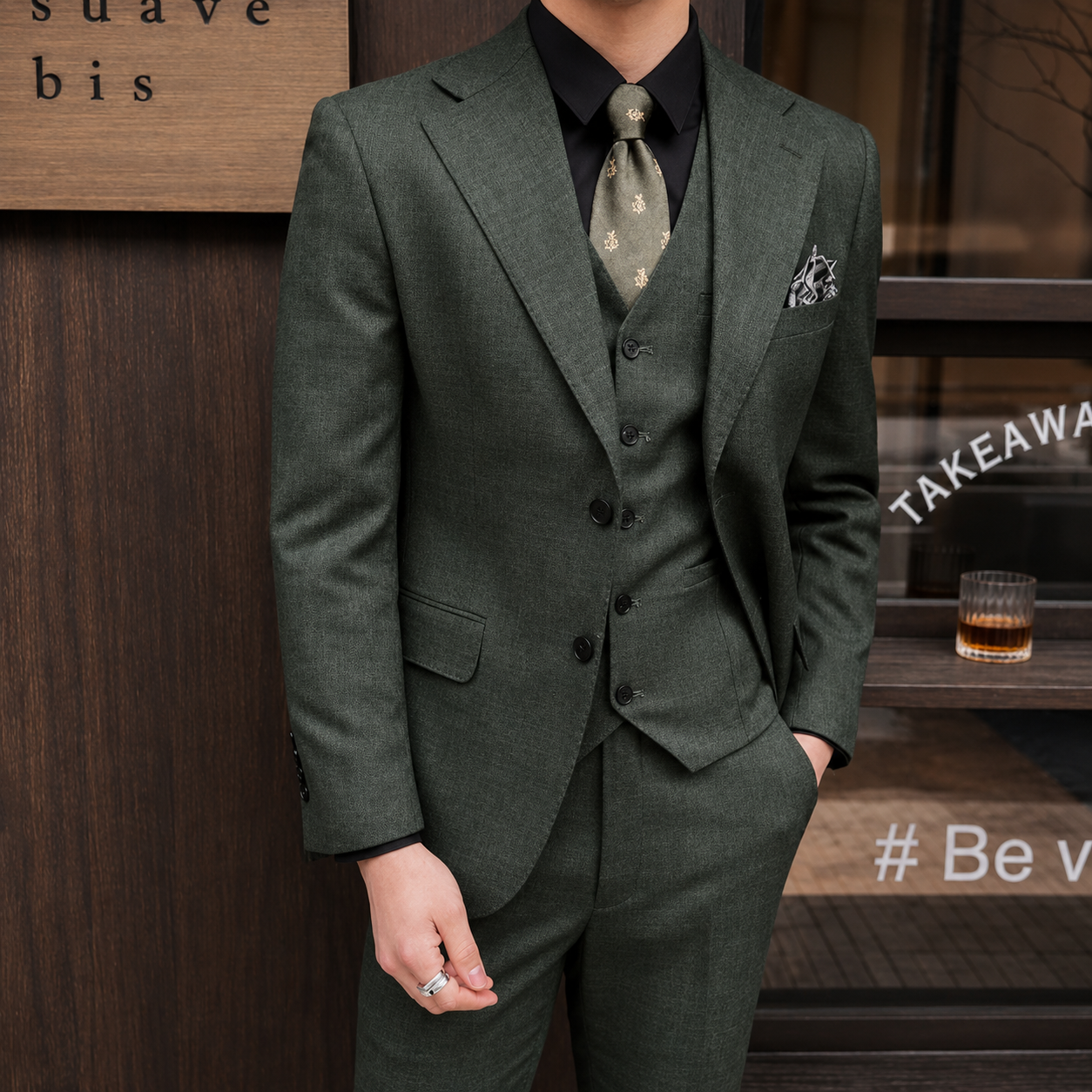 ( Jacket + Vest + Pants ) 2024 New Luxury Men High-end Suit Formal Groom Wedding