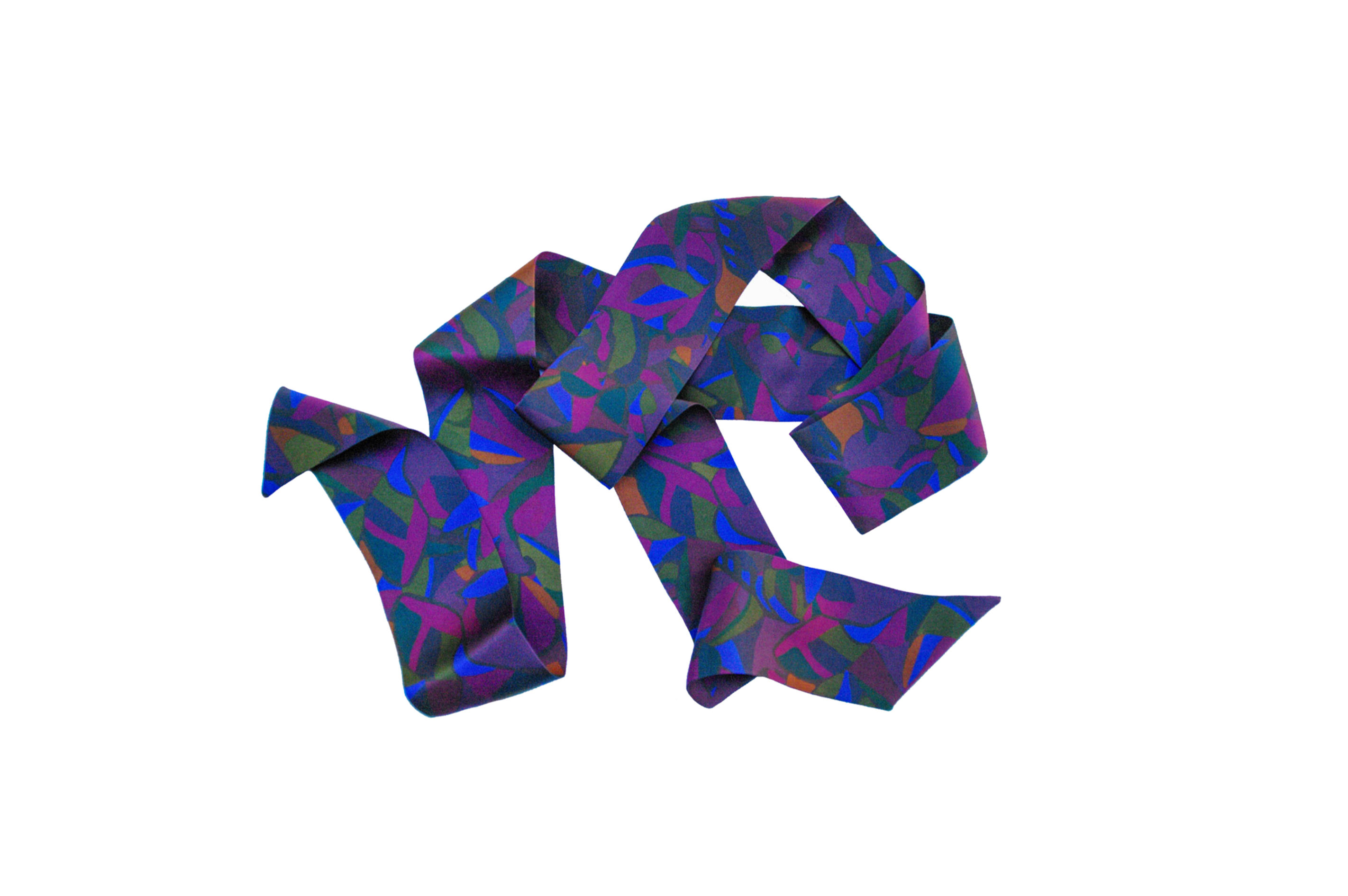 Lavallière en soie naturelle double teinte violet, bleu, vert, orange