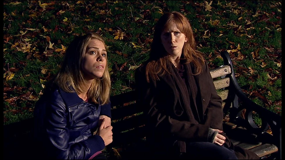 Rose and Donna sat on a park bench looking up at the night sky