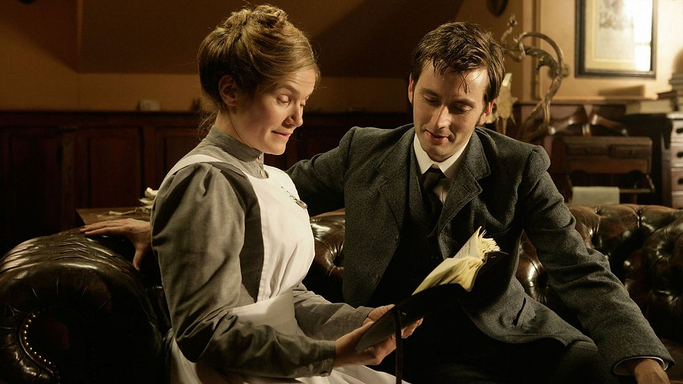 Joan and the Doctor, well John Smith, reading the journal of impossible things together