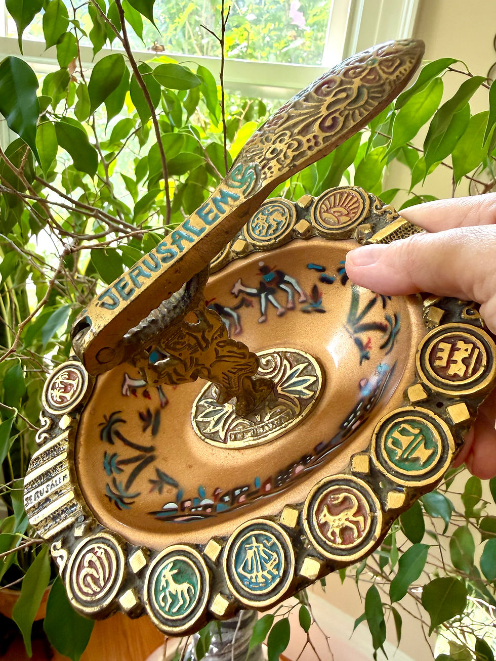 Thumbnail: Mid-Century Modern Nut Cracker Brass And Enamel Made In Israel Twelve Tribes