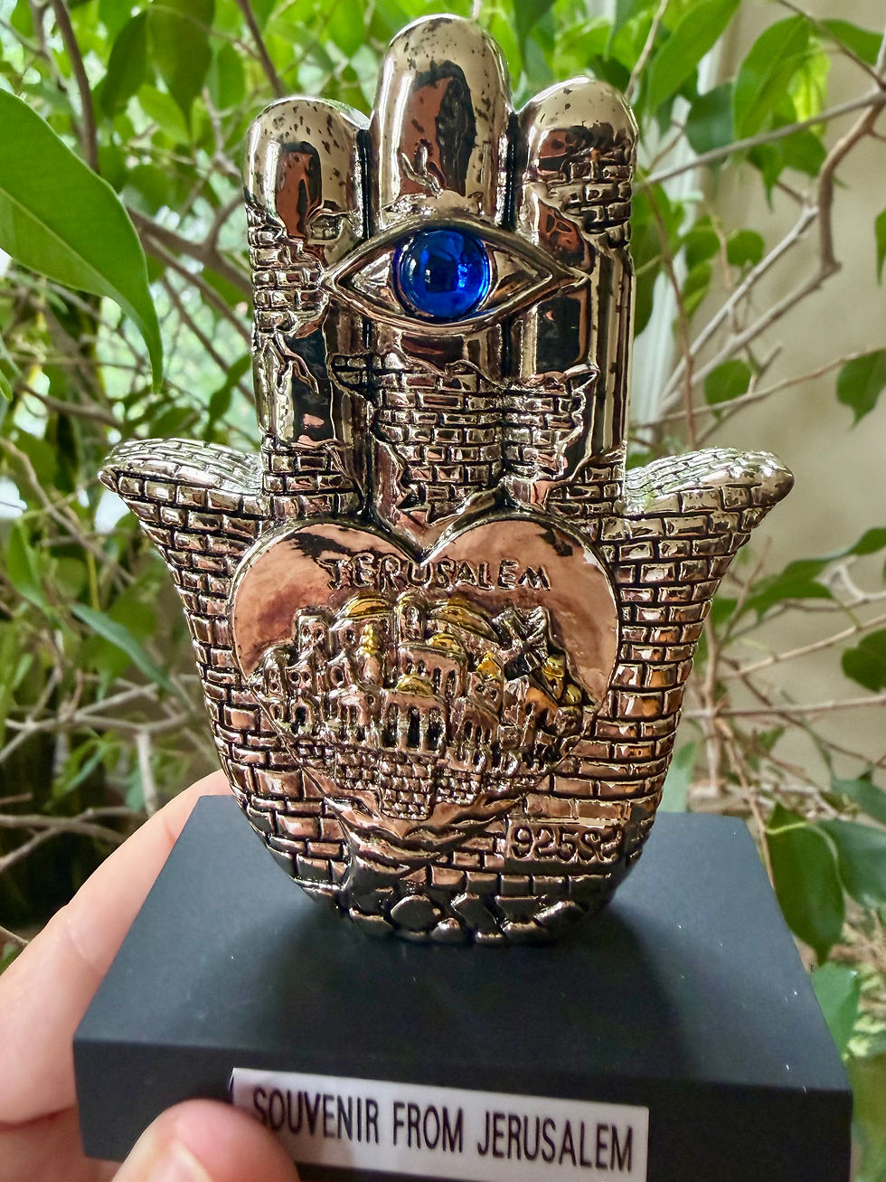 Thumbnail: Hamsa Hand Sculpture From Jerusalem With Evil Eye
