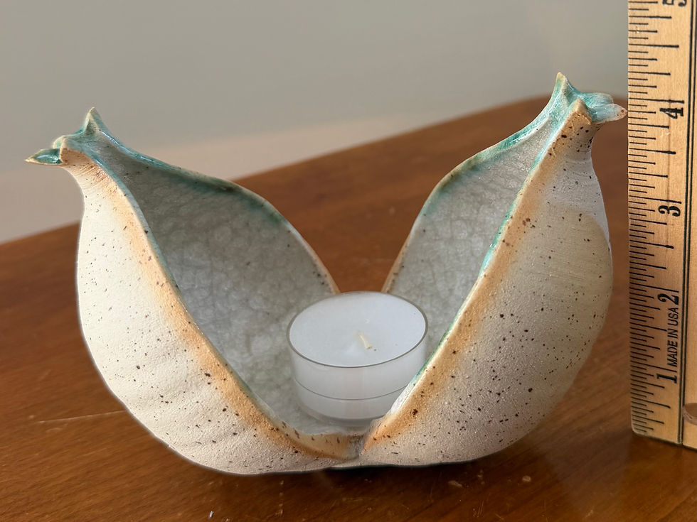Thumbnail: Artisan Ceramic Pomegranate Tea Lite Candle Holder Artist Signed Studio Pottery