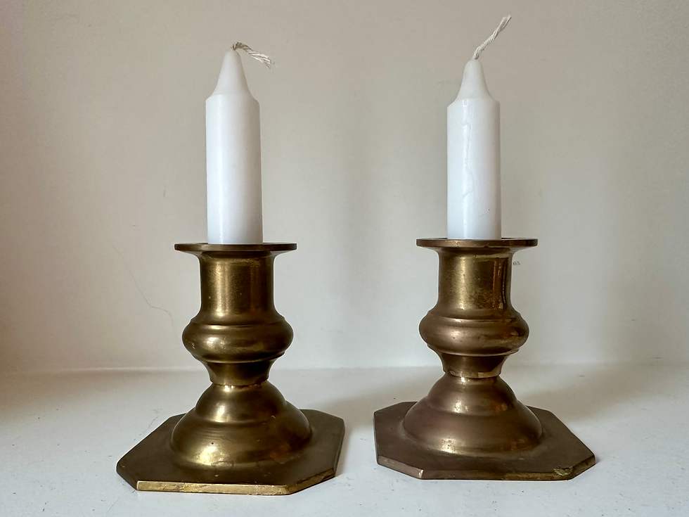 Thumbnail: Brass Shabbat Candle Holders Midcentury Judaica
