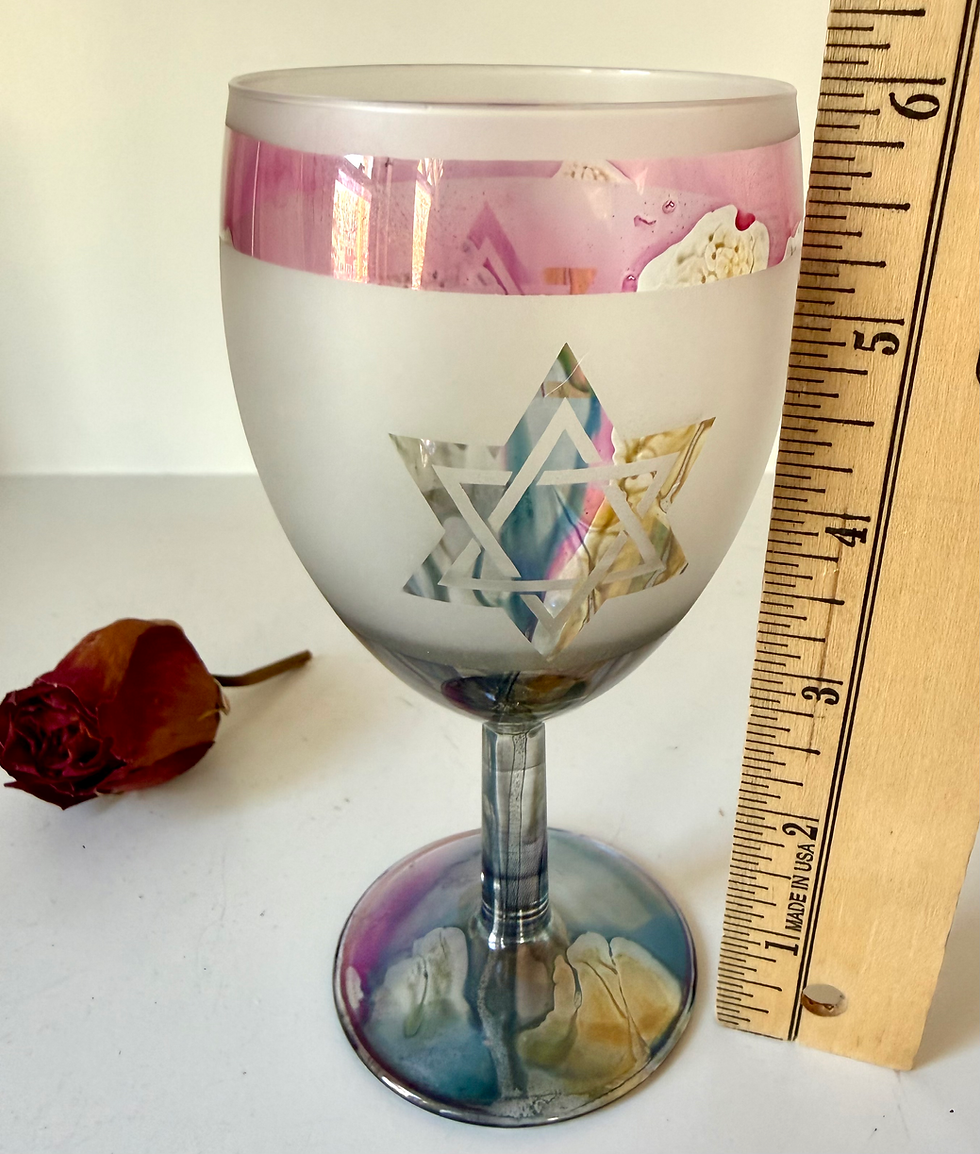 Thumbnail: Kiddush Cup - Hand painted Glass With Magen David