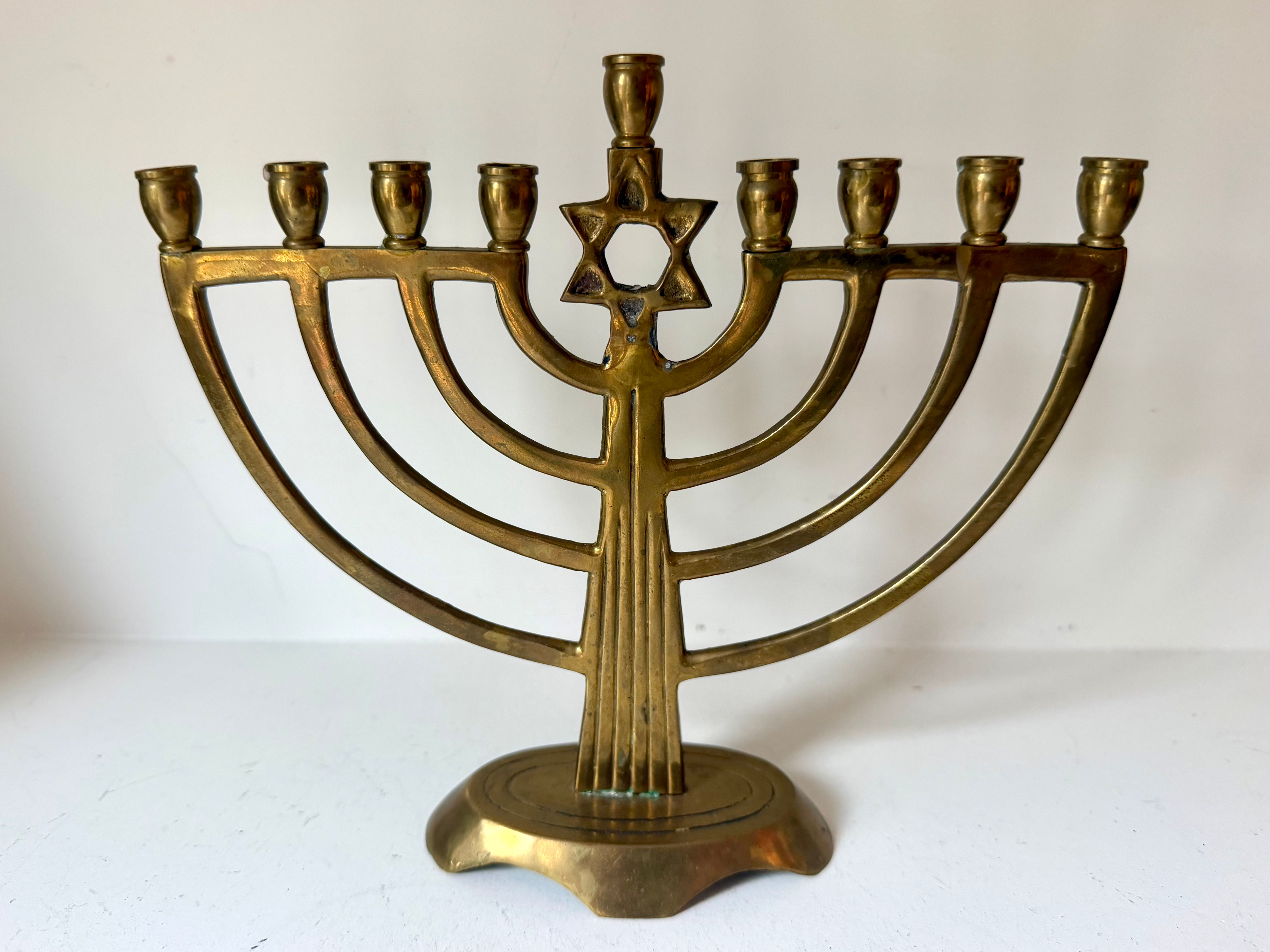 Solid Brass Hanukkah Menorah Hanukkiah Midcentury Judaica