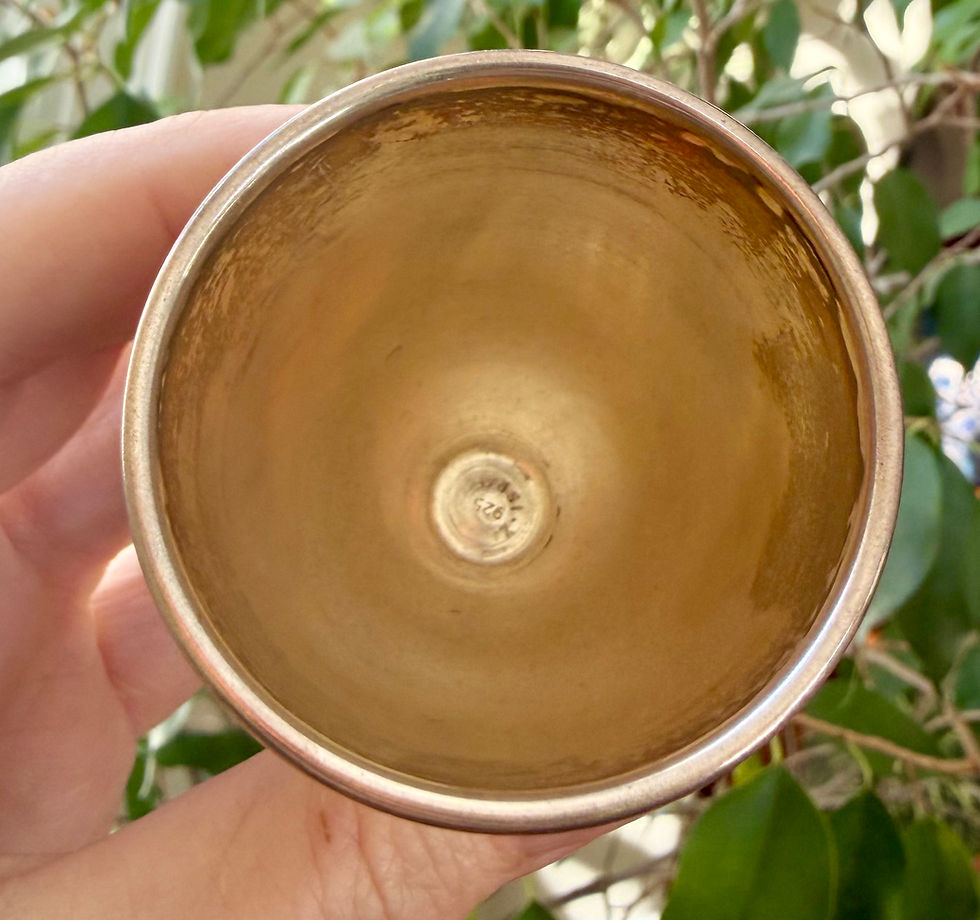 Thumbnail: Sterling Silver Filigree Kiddush Cup – Vintage Israeli Judaica 925