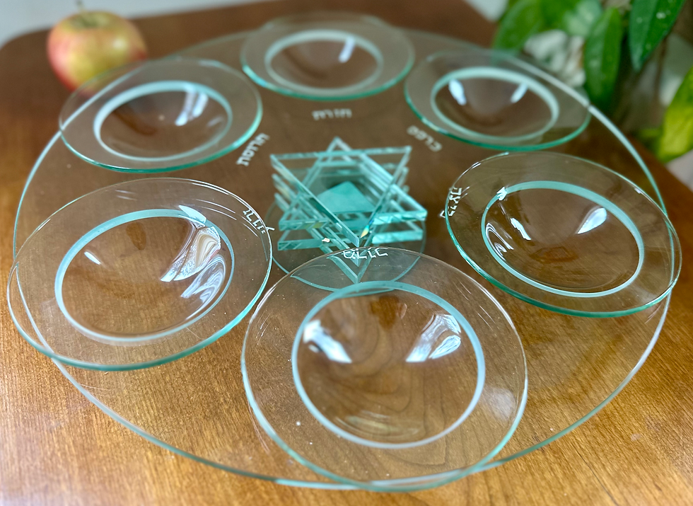 Thumbnail: Large 14” Passover Modern Glass Seder Plate In Box