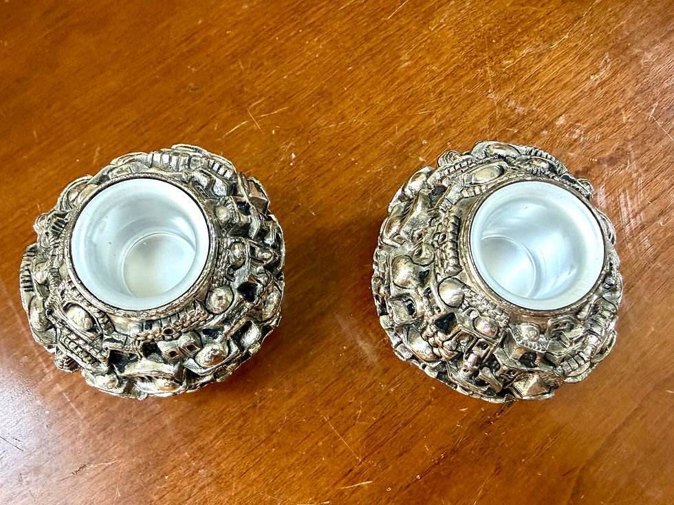 Thumbnail: Set Of 2 Jerusalem Globe Cityscape Candle Holders New In Box Sterling Silver