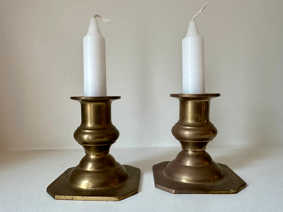 Thumbnail: Brass Shabbat Candle Holders Midcentury Judaica