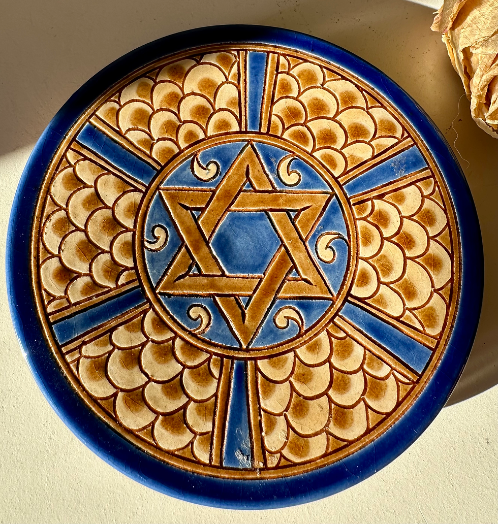Thumbnail: Small Wall Plate Hand Made Pottery Signed With Magen David 4 1/2”