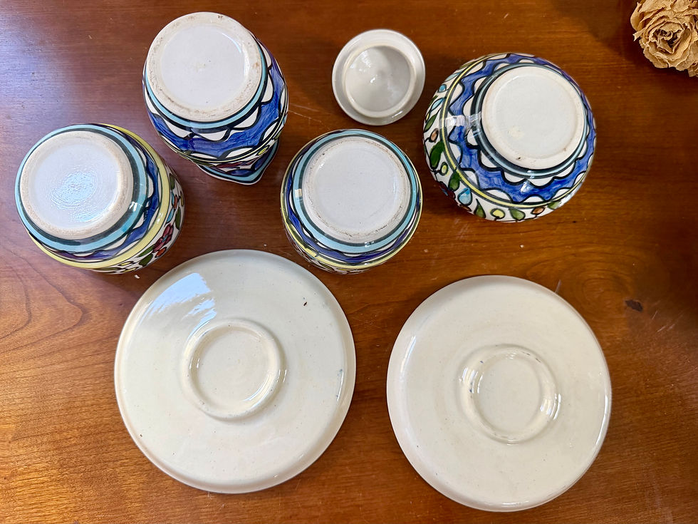 Thumbnail: Israeli Ceramic Armenian Pottery Tea Set 7 Pieces 