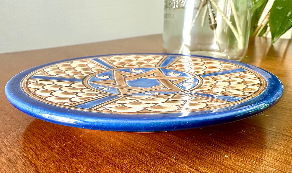 Thumbnail: Small Wall Plate Hand Made Pottery Signed With Magen David 4 1/2”