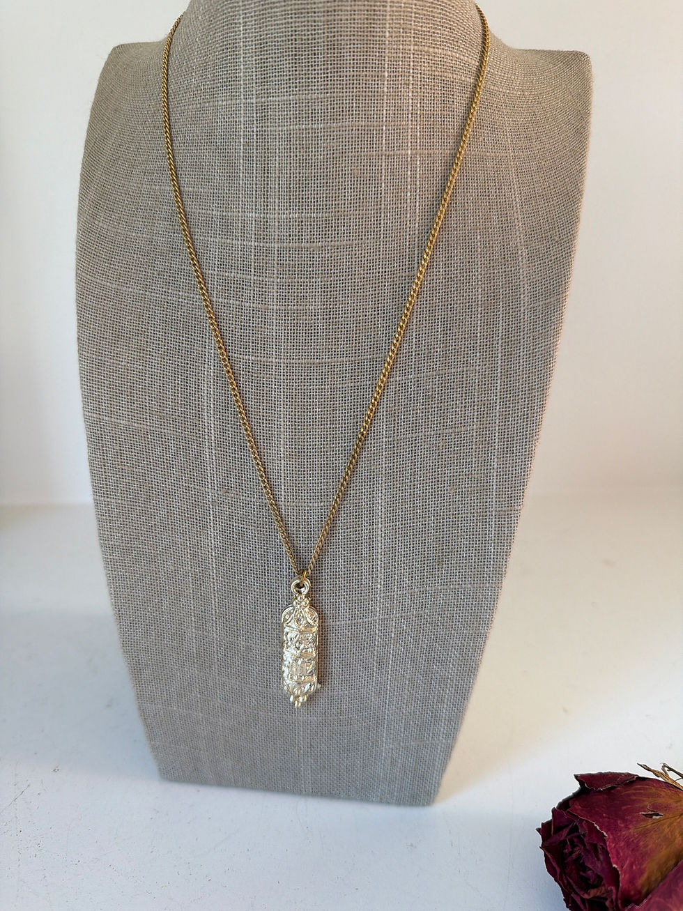 Thumbnail: Vintage Golden Mezuzah Pendant With 18” Chain