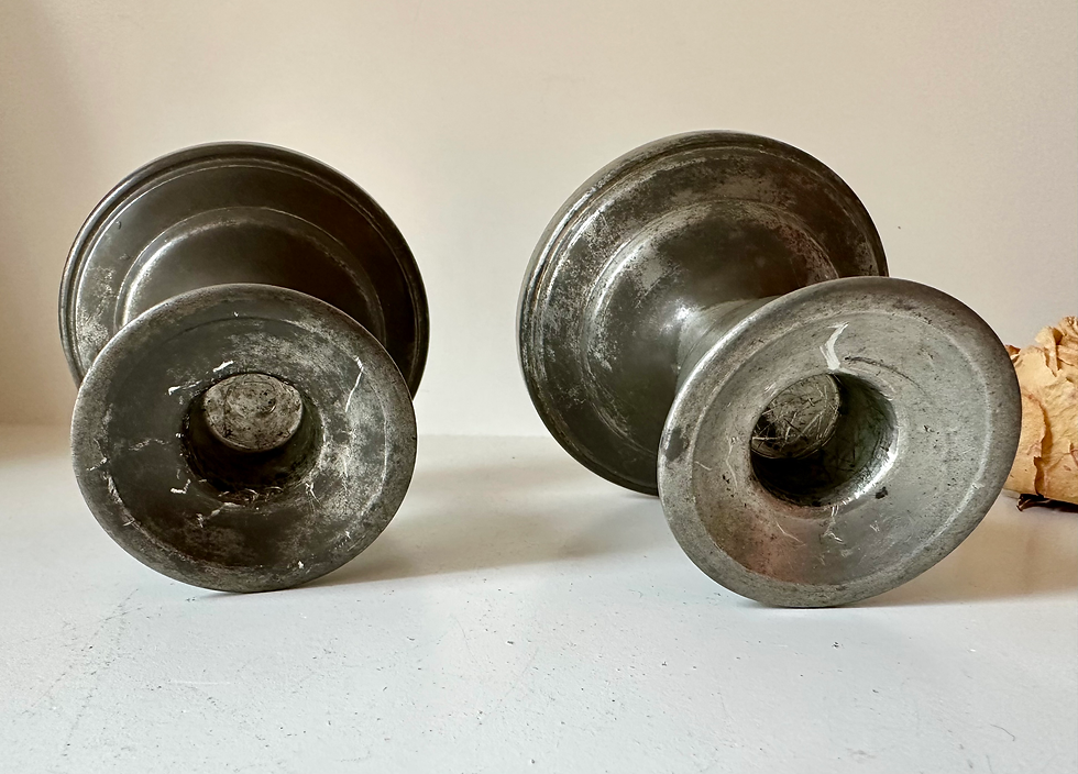 Thumbnail: Vintage Concord Pewter Candle Holders Shabbat Candlesticks Signed