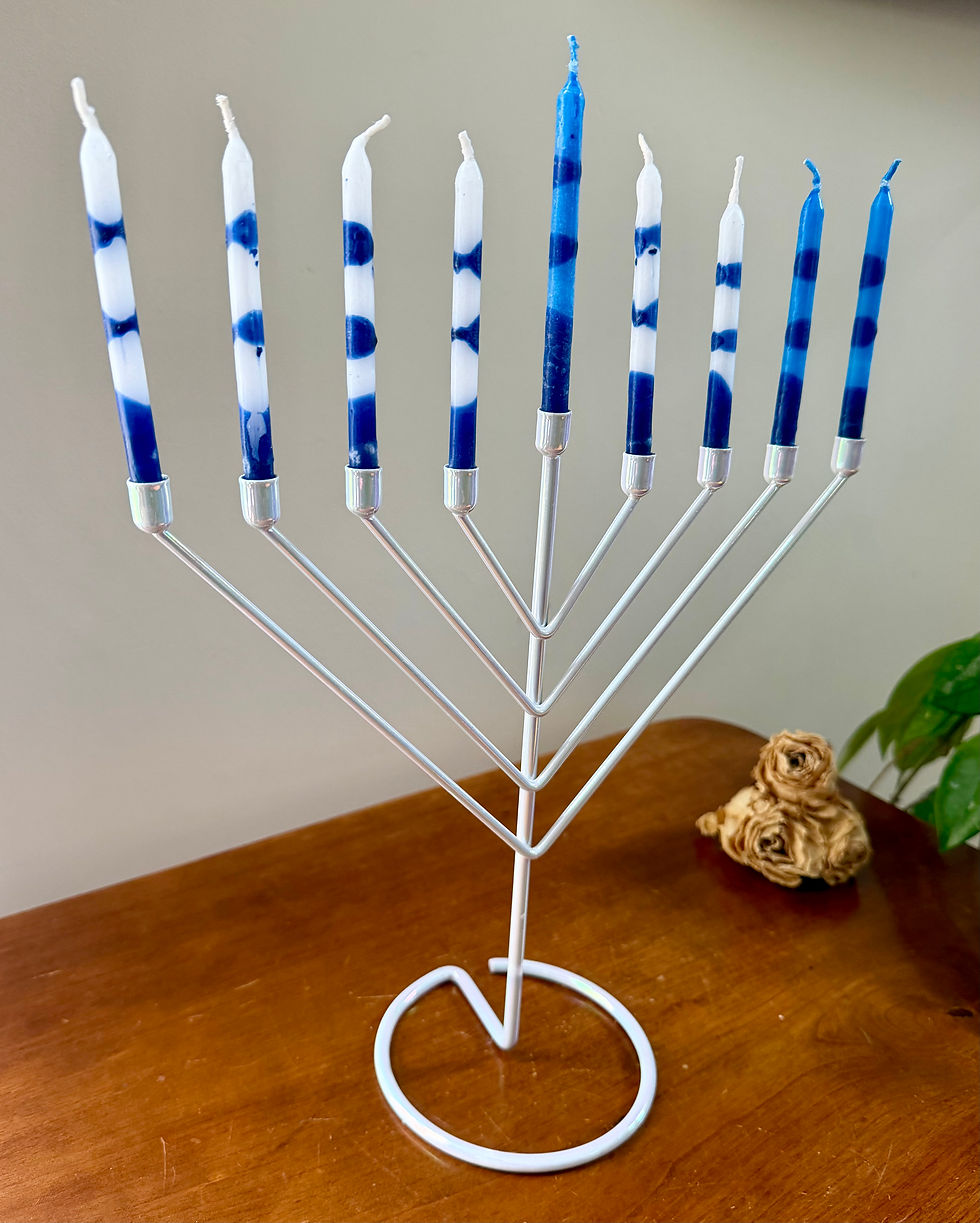 Thumbnail: Modern White Metal Hanukkah Menorah Hanukkiah 10 5/8” Tall