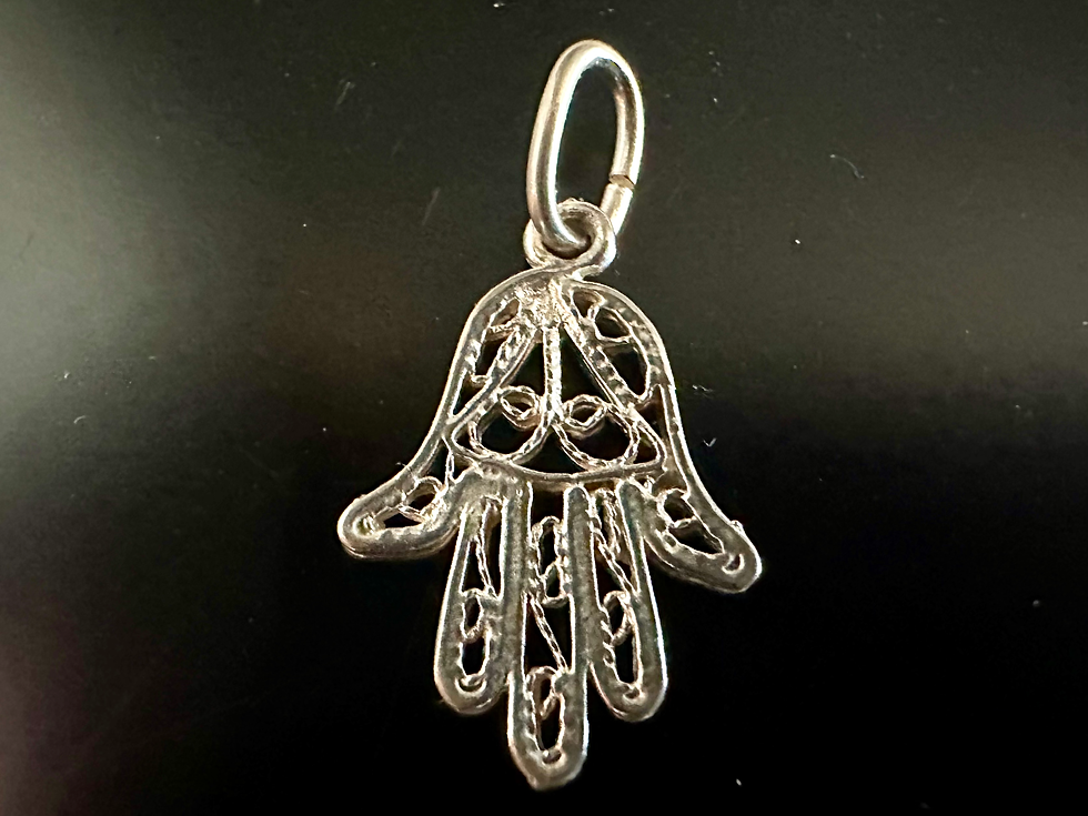 Thumbnail: Filigree Hamsa Protection Charm Sterling Silver Pendant