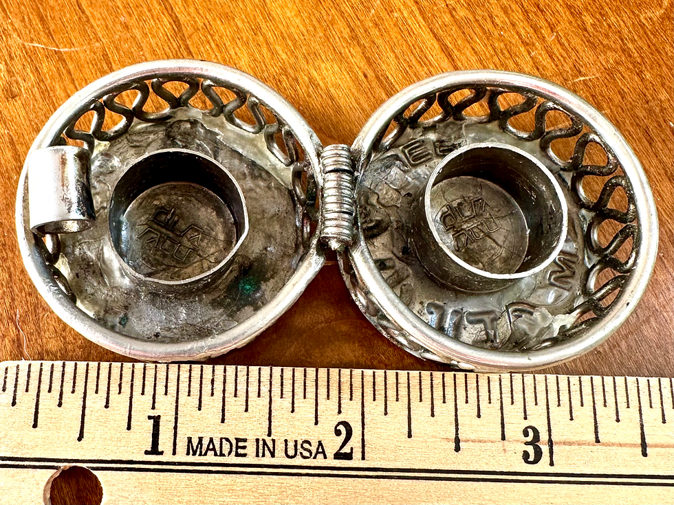 Thumbnail: Jerusalem Travel Shabbat Candlesticks Double Folding Case From 1960s