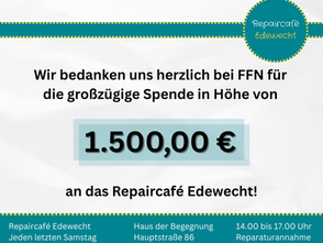 Spende von FFN an das Repaircafé Edewecht