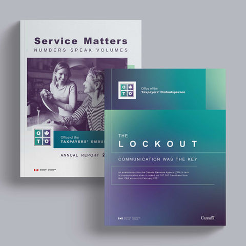 Two report covers, one with a photo showing an elderly mother and adult daughter washing dishes and the title "Service Matters", and the second showing a gradient of greens and purples with white text reading "The Lockout".