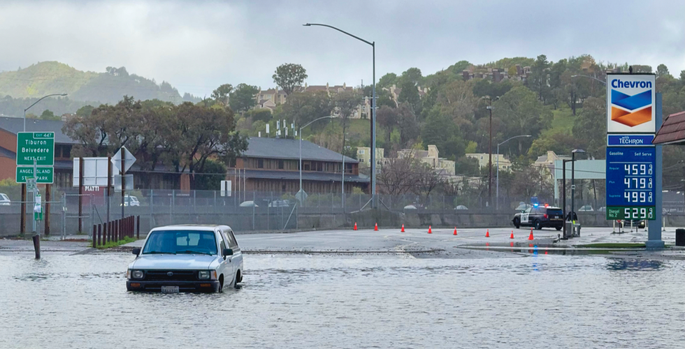 A pickup truck was abandoned on the Redwood Highway frontage road at De Silva Island Drive in Strawb