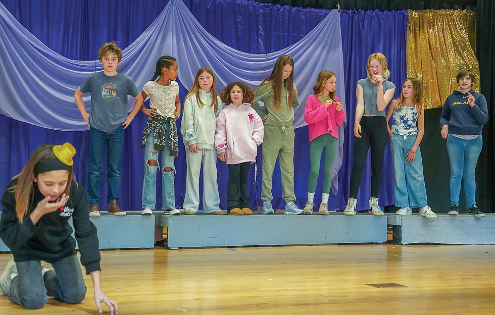 Bel Aire Elementary School students rehearse last week for ‘Willy Wonka Jr.,’ which will be presented by the two Chocolate and Vanilla casts March 18-21. (Ted McDonnell / For The Ark)