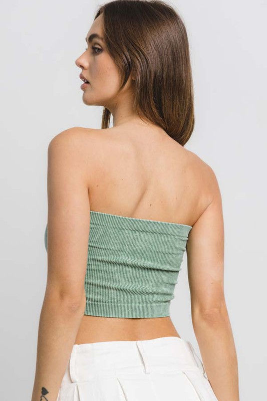 Thumbnail: MINERAL WASH RIBBED TUBE TOP - MULTIPLE COLORS